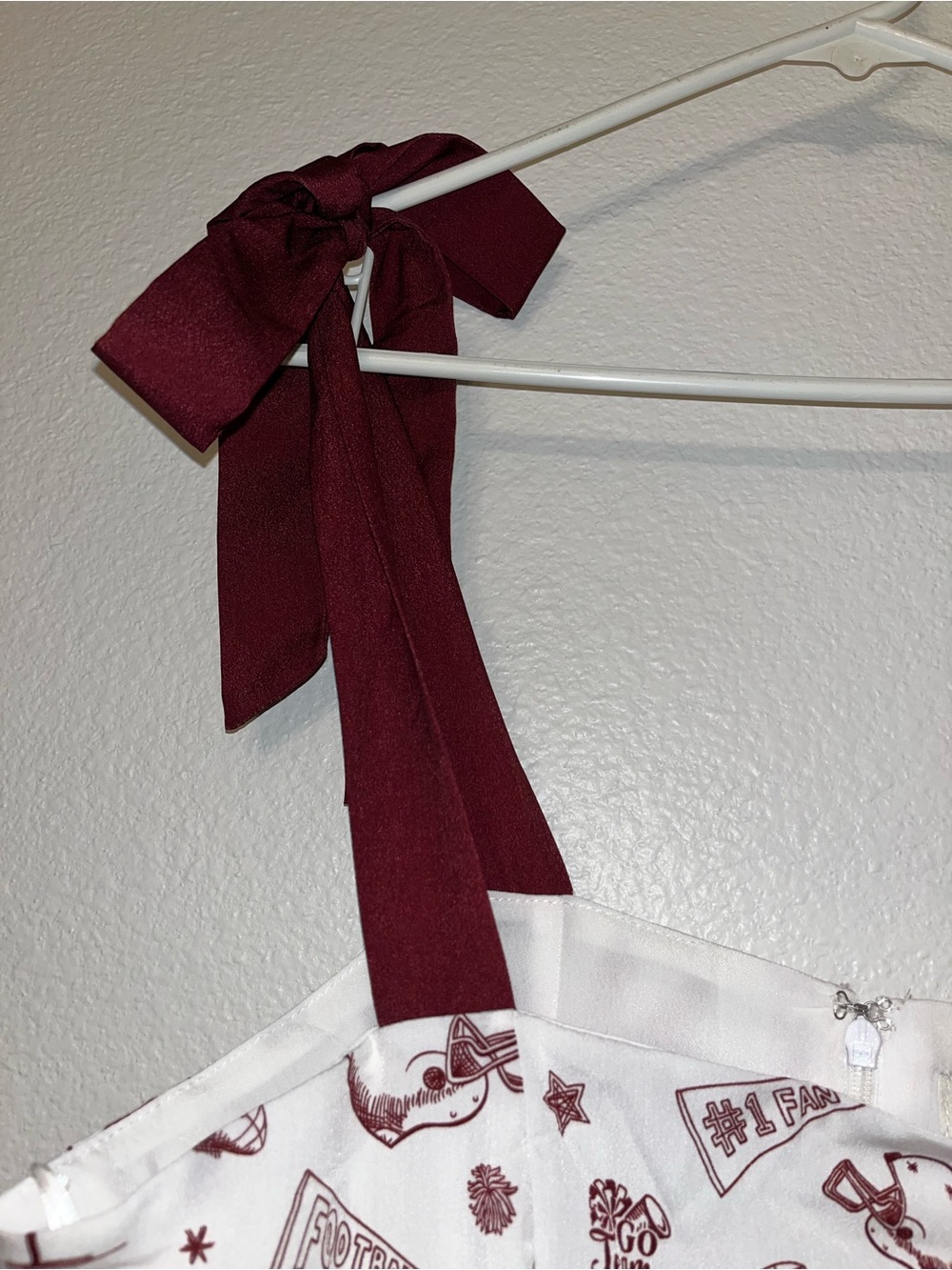 NWT Francesca’s Football Print Mini Dress Bow Strap Coquette Size M - Picture 5 of 7